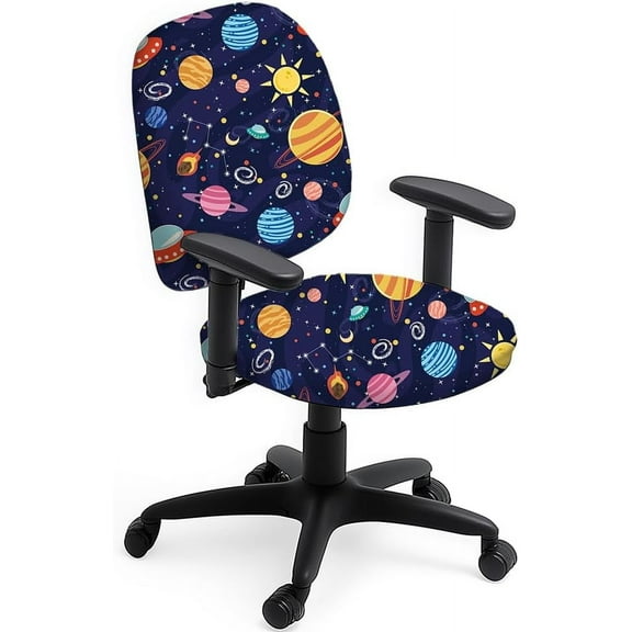 Computer Office Chair Covers Outer Space Planet Print Chair Covers 2pcs Rotating Swivel Chair Slipcover Protector Stretchable Anti-Dust Chair Protective Slipcover for Women Men