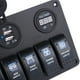 thumbnail image 1 of Panel de interruptores basculantes, panel de interruptores basculantes LED de 6 vías para barcos de automóviles + enchufe USB + enchufe de cigarrillo + voltímetro Ecomeon no, 1 of 5