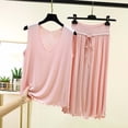 thumbnail image 2 of Posijego Womens Plus Size Pajama Set Solid Sleeveless V Neck Tank Tops with Capri Pants Sleepwear Loungewear for Women, 2 of 5