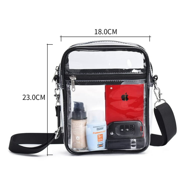 Fanceye Messenger Shoulder Clear Bag for Concert Stadium Approved Plastic Clear Cross Body Bag with Adjustable Strap Waterproof Multifunction Transp
