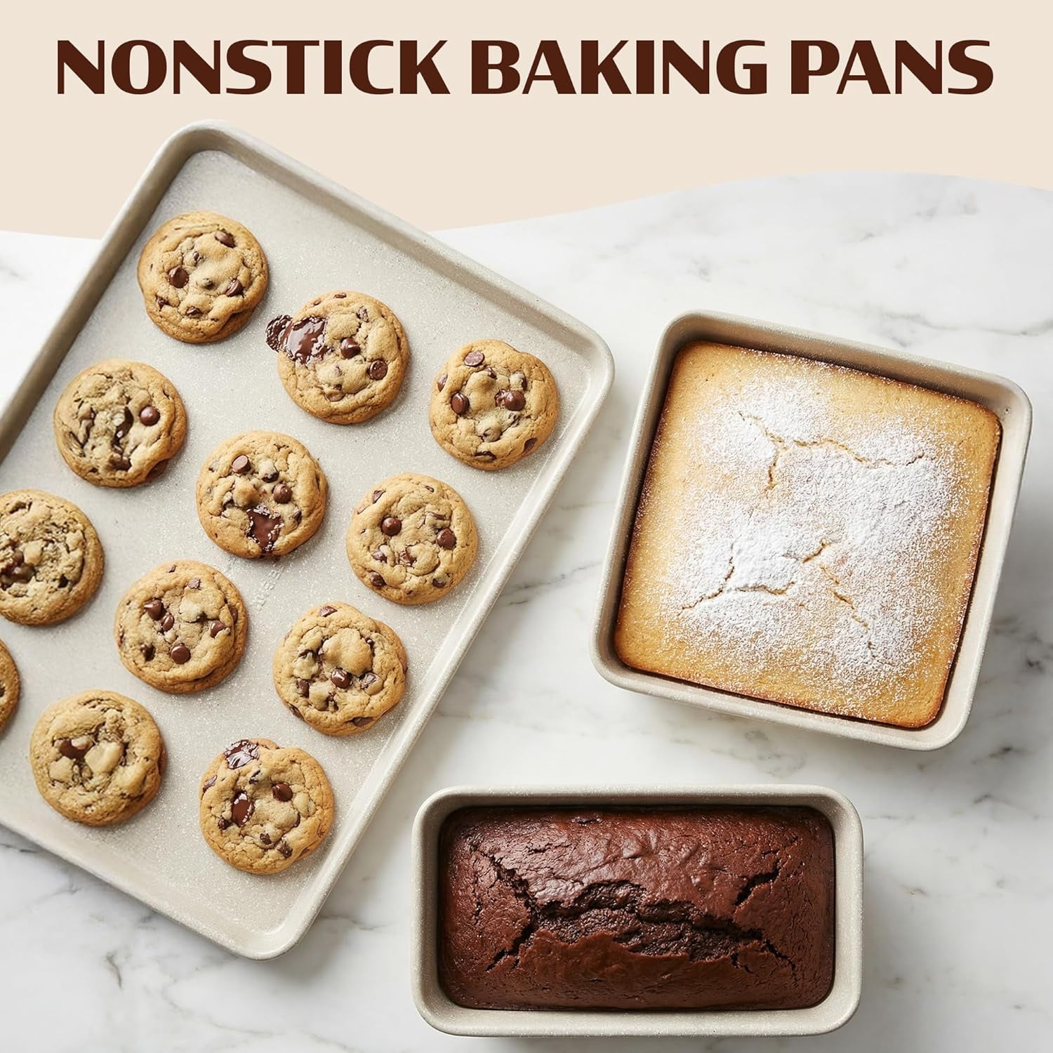 Granitestone 20 Pc Pots and Pans Set Non Stick, Pots and Pans Ceramic Cookware Set with Square Pan, Pot and Pan Set with Bakeware/Utensils, Non Stick Pots and Pan Set, Oven/Dishwasher Safe, Cream