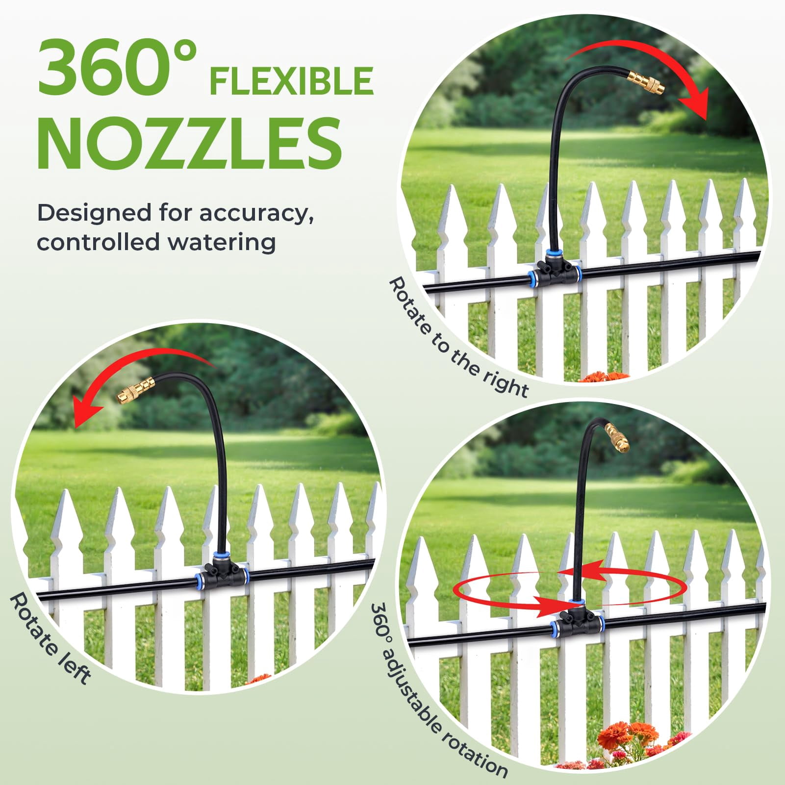 360° Adjustable Drip Irrigation System 165ft  1/4" Tubing With Copper Nozzles Automatic Atomizing Watering Kit For Garden Yard Lawn Greenhouse & Potted Plants