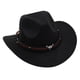 thumbnail image 4 of Sombrero de vaquero occidental para niños y niñas, accesorio de fotos informal para fiestas de compromiso y bodas de verano Negro, 4 of 9