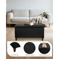 thumbnail image 4 of 30 Inches Storage Ottoman Bench with Wooden Legs, Faux Leather Folding Ottoman Foot Rest, Storage Bench for Living Room, Hallway & Bedroom, Upgrade Large Capacity (Engineered Wood, Black), 4 of 7