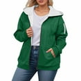 thumbnail image 2 of Fleece Lined Jacket for Women 2025 Winter Oversized Long Sleeve Plain Zip Up Hooded Coat with Pockets Outerwear, 2 of 5