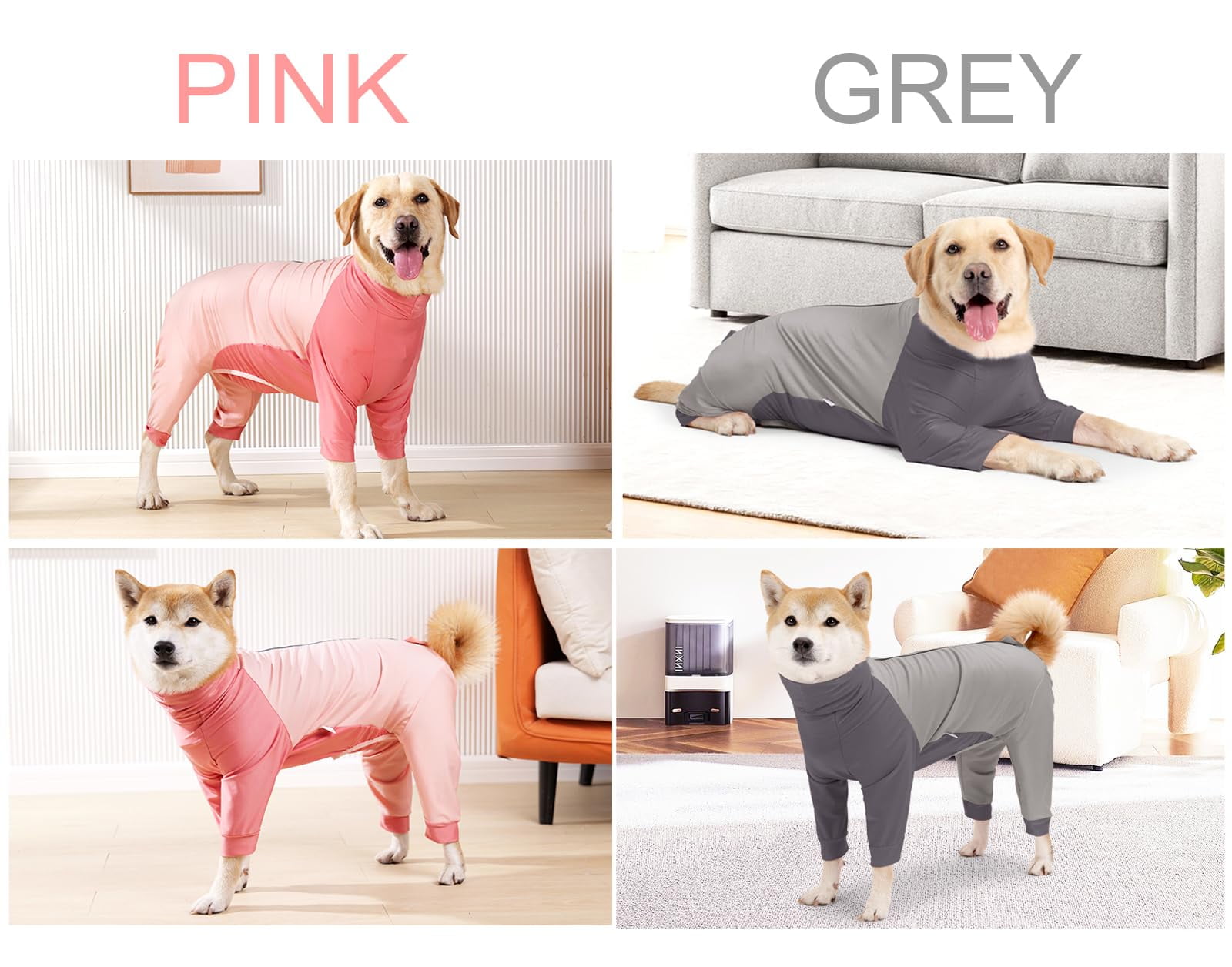 Dog Recovery Suit with Zipper, Dog Shedding Suit Onesie, After Surgery Dog Shirt, E Collar Alternative Anxiety Calming Shirt for Small Medium Large Dog Gray XL