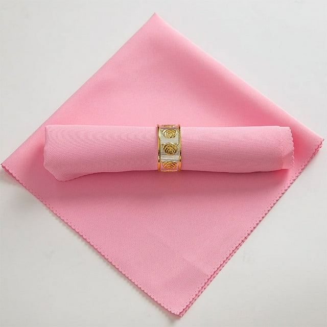 Serviettes en Tissu Lavables, Serviettes en Tissu Roses, Serviettes de Table en Coton Doux 18.9x18.9 Pouces en Tissu, Serviettes de Table Rustiques, 6 Pcs Serviettes de Table Réutilisables avec Bords Ourlés