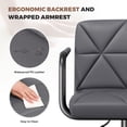 thumbnail image 4 of Daluvenix Bar Stools Set of 2， PU Leather Adjustable Swivel Barstools，Hydraulic Counter Height Bar Chairs with Armrest Back for Kitchen Island，Gray, 4 of 9