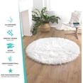 thumbnail image 5 of Fluffy Round Carpet White 50cm Diameter Soft Suede Sheepskin Rug, 5 of 5