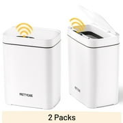 PrettyCare 2 Packs 3.6 Gal Automatic Bathroom Trash Cans with Lid Touchless Small Bedroom Plastic Garbage Can White GC01