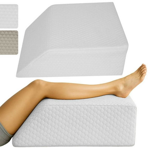 Xtra-Comfort Memory Foam Leg Elevation Pillow – Wedge Pillow for Swelling, Circulation, Pain Relief, Post-Surgery Support, White
