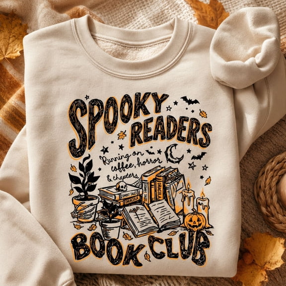 Halloween Shirt, Spooky Readers Book Club Sweatshirt, Horror Book Lover Hoodie, Coffee Reading Graphic Tee, Fall Gift For Women