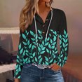 thumbnail image 5 of Hoodies for Women Floral Blouse Autumn Outfit Casual Long Sleeve Hooded Thin Sweatshits with Half Button Neck 2XL, 5 of 5