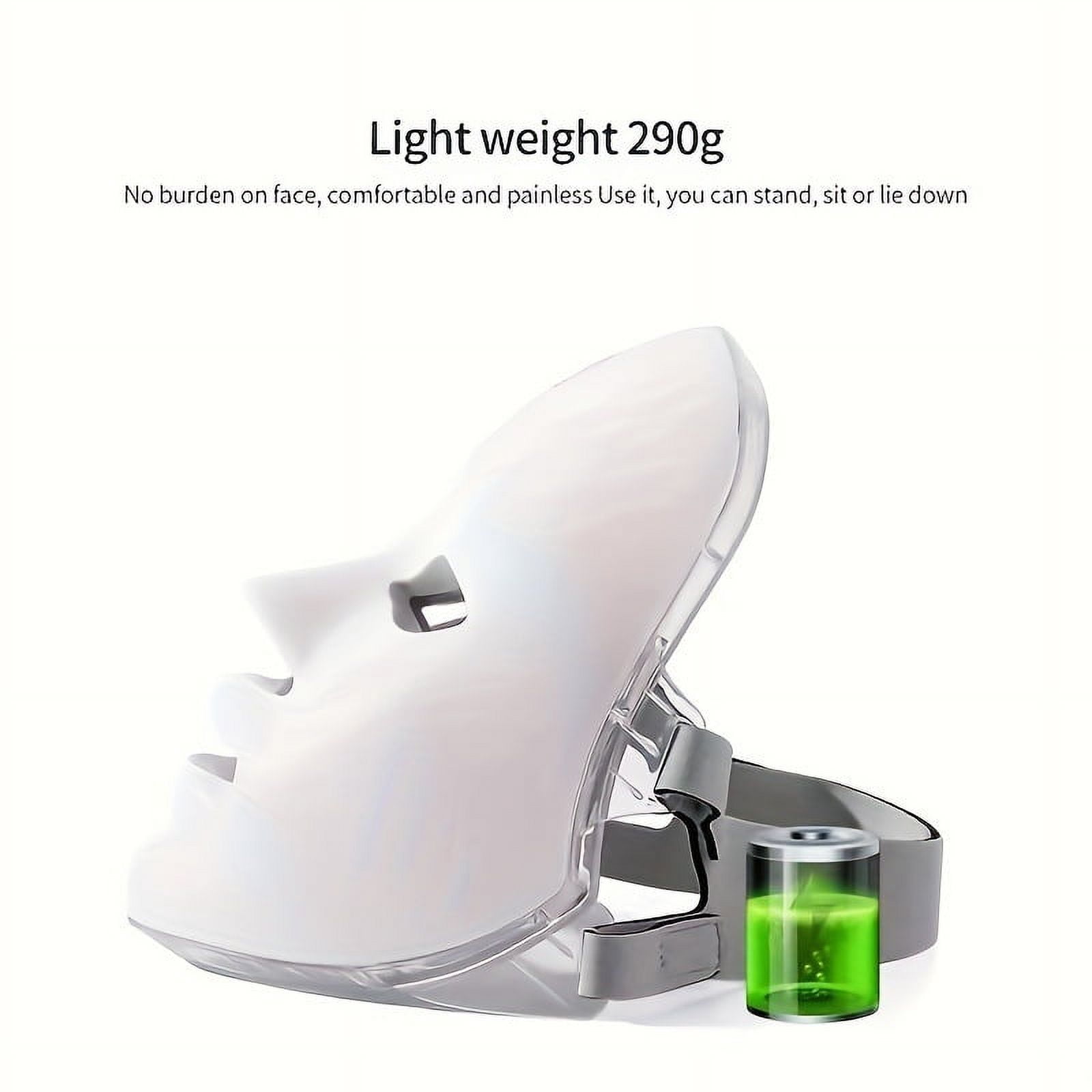 Wearable 7-Color LED Face Mask with Touch Control, Rechargeable Hands-Free Light Device for At-Home Spa and Facial Wellness Routines, Full Face Coverage