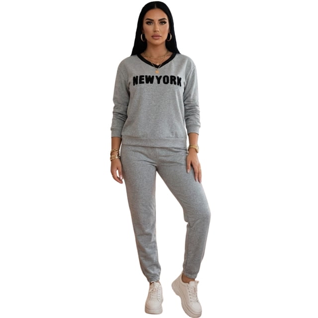 Conjunto 2 Piezas Estilo Deportivo Urbano, Sudadera y Pants Cómodos para Mujer