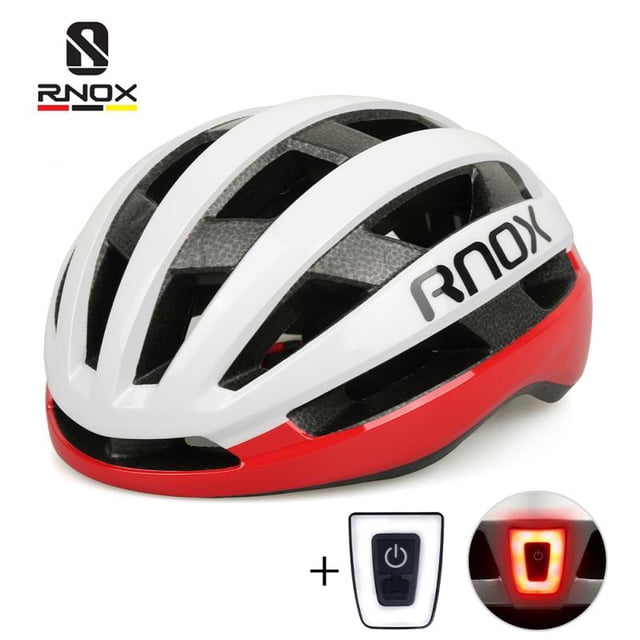 RNOX-casco de ciclismo para hombre, protector de cabeza con luz LED recargable, resistente al agua, para bicicleta de carretera y montaña Fivean Cascos de ciclismo
