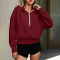 thumbnail image 2 of Turilly Fashion Women's Casual Comfortable Long Sleeve Half Zipper Pocket Blouse Top Hooded Sweatshirts, 2 of 6