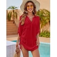 thumbnail image 3 of Femmes Maillot de Bain Cover Ups Maillot de Bain Coverup Drawstring Robe de Plage Chemise, 3 of 6