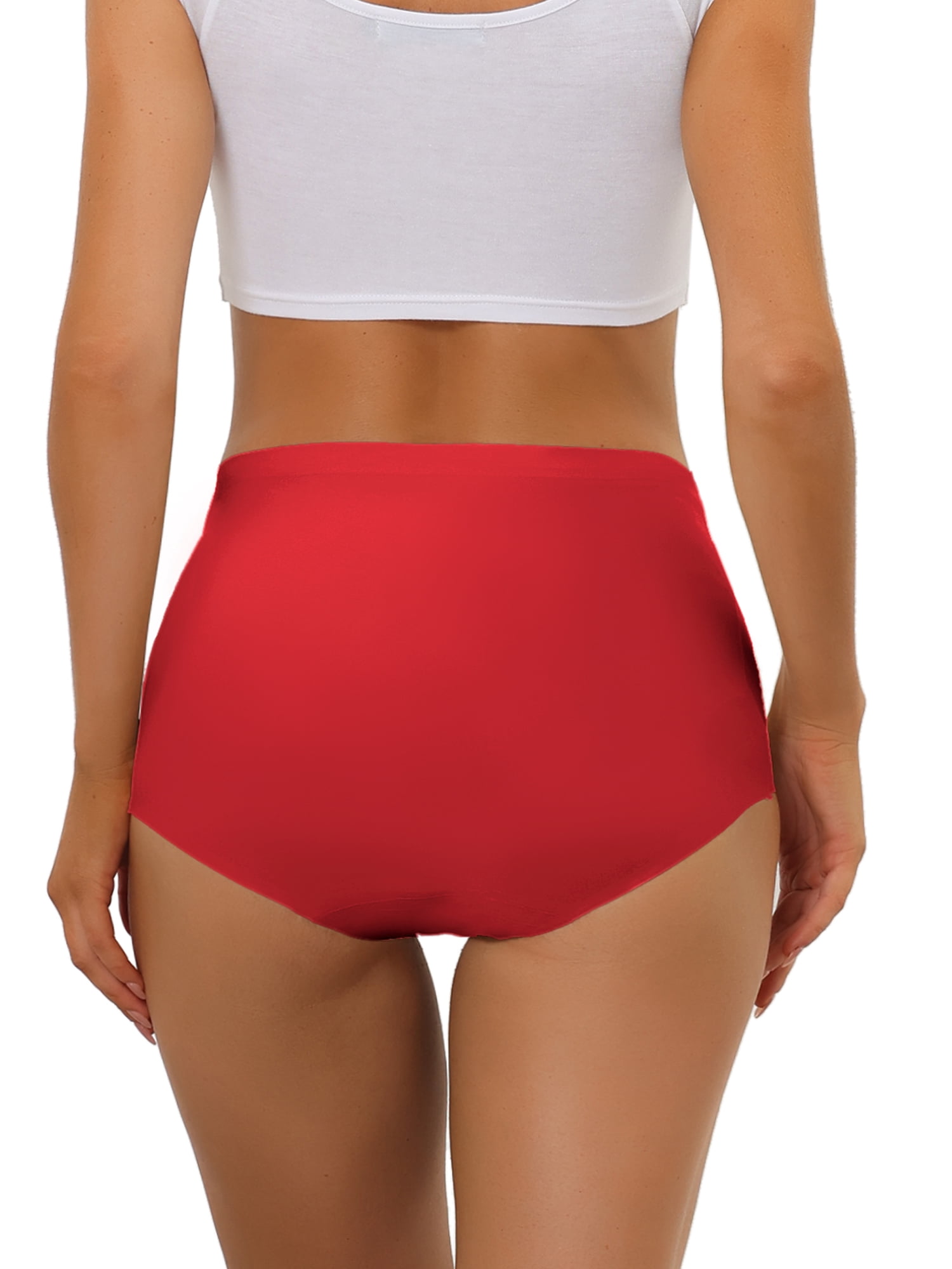 DARING DIVA Women's High-Waist Invisibles Underwear Breathable Panties L Bright Red