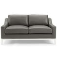 thumbnail image 2 of Modway Harness 64" Modern Stainless Steel and Leather Loveseat in Gray, 2 of 6