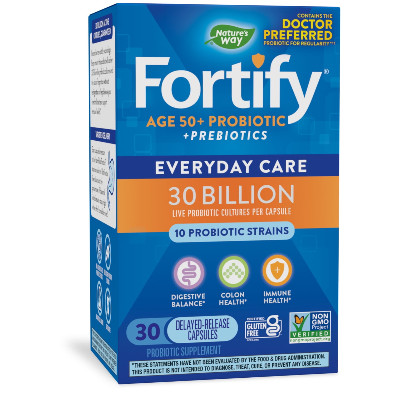 Nature S Way Fortify Women S Probiotic 30 Billion Live Cultures 10 Strains Prebiotic 30 Capsules Walmart Com