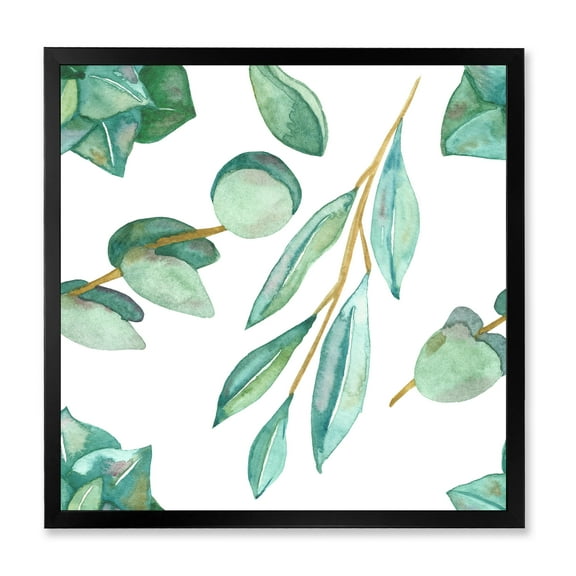 Designart 'Young Eucalyptus Branches and Leaves III' Traditional Framed Art Print