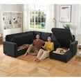 thumbnail image 6 of HONBAY 111.5" Oversize U-Shaped Sectional Sofa Bed with Storage Chaise, Velvet Tufted Pull Out Sleeper for Living Room, Black, 6 of 11