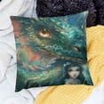thumbnail image 2 of BANET Cute Little Girl Decor Forest Throw Pillow Cover Fantasy Animal Dragon Pillow Covers Green Pillow Cases Couch Sofa Office Home Decor Boho Pillowcase 24x24in, 2 of 5