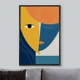 thumbnail image 3 of IDEA4WALL Framed Canvas Print Blue & Yellow Abstract Semi Circle Faces Mask Culture Shapes Illustrations Pop Art Bohemian Colorful Ultra for Living Room, Bedroom, Office - Black 16"x24", 3 of 5