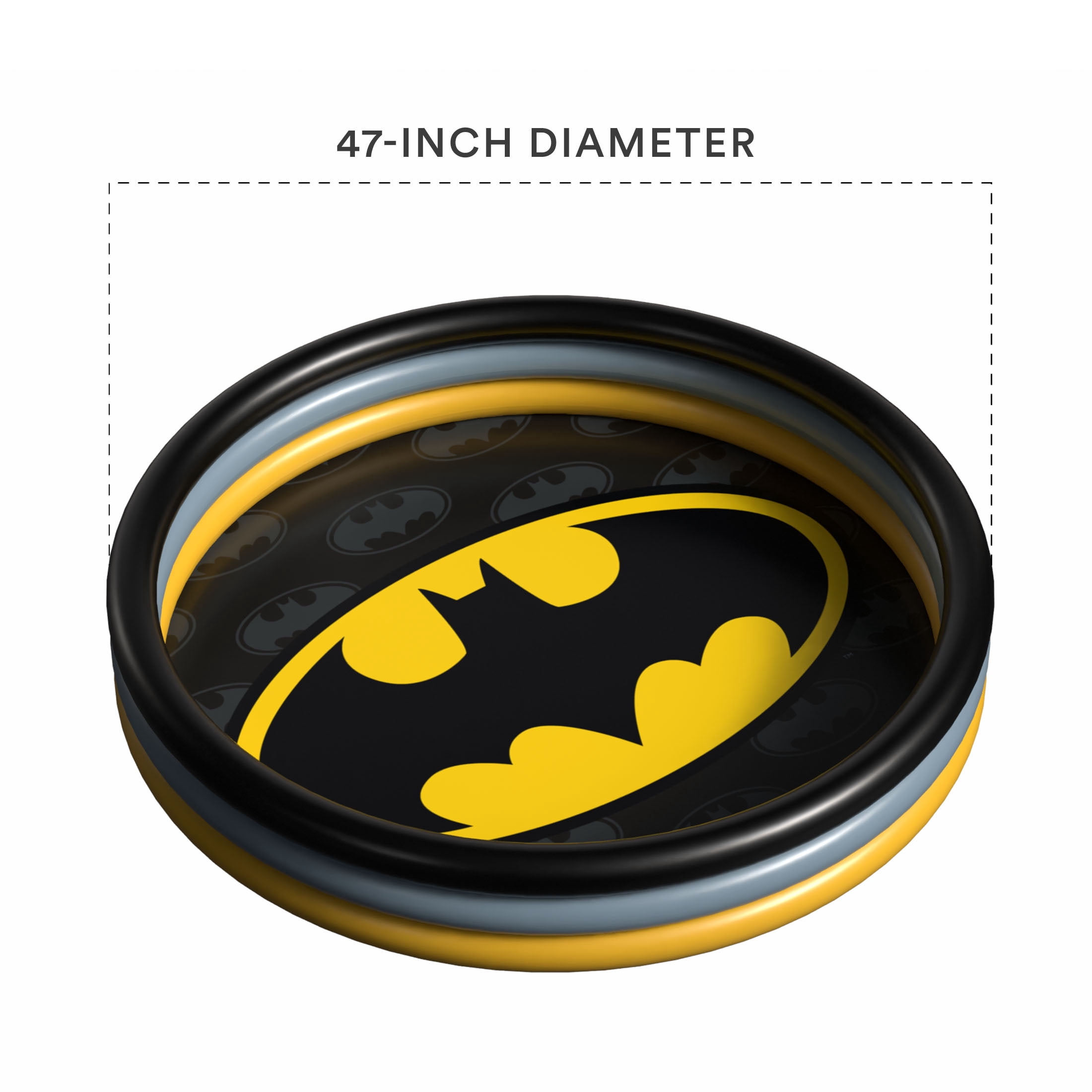 DC Comics Batman 3-Ring Inflatable Swimming Pool, Portable Pool for Outdoor/Indoor Play, for Kids Ages 3+