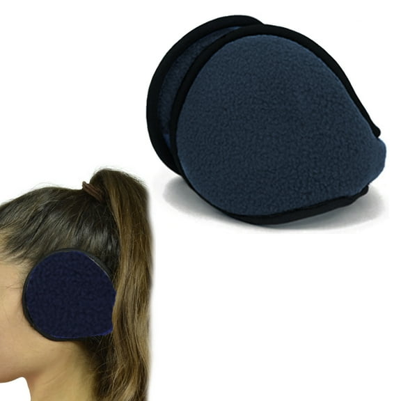 1 Blue Earmuff Wrap Winter Ear Muff Warmers Basic Polar Fleece Grip Soft Unisex