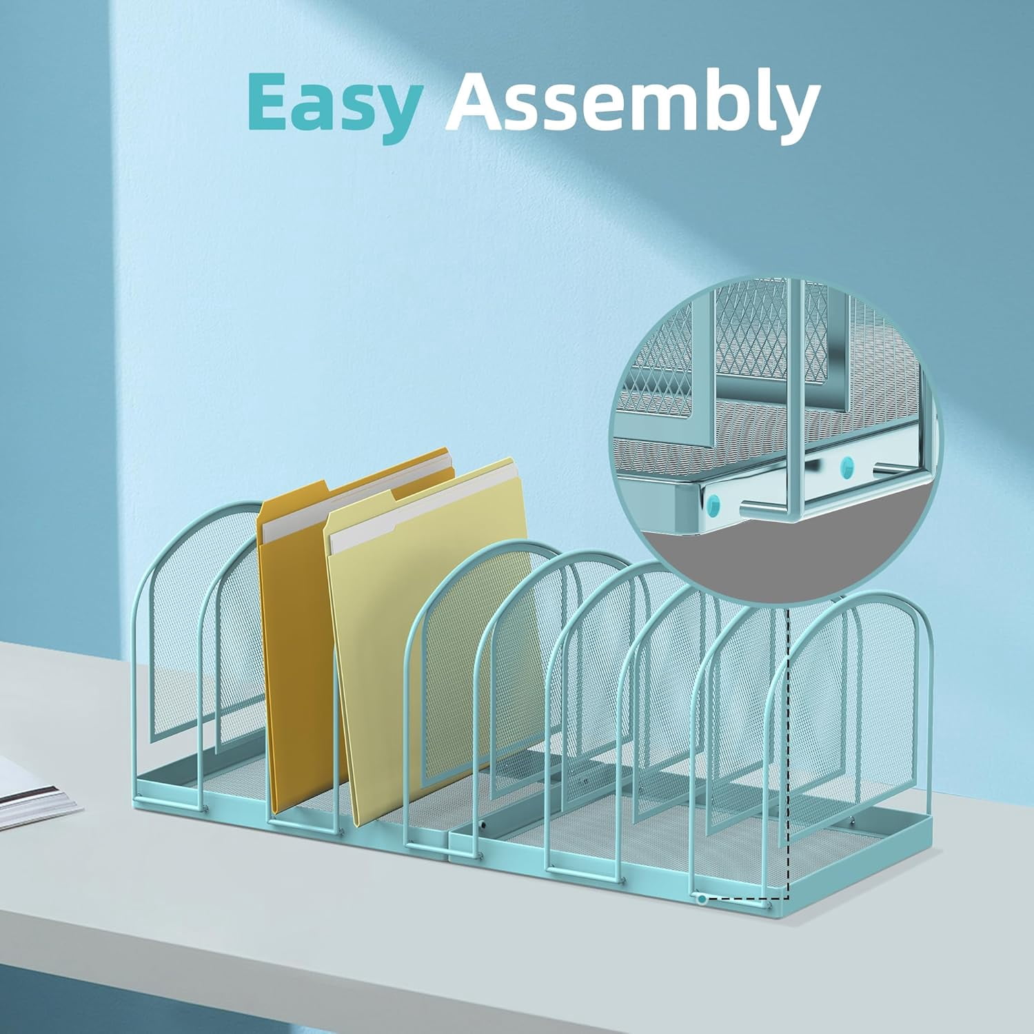 INTIGE File Organizer 9-Section Mesh Desk Organizer, Upright File Organizer Desktop Organizer File Sorter, File Folder Holder for Office Supplies