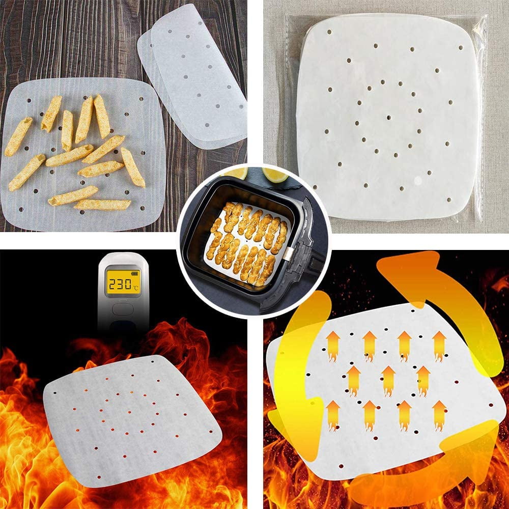 200pcs Air Fryer Liners Square Air Fryer Paper 10 Inch Disposable ​Baking  Sheets Perforated Wood Pulp Papers Steamer Cooking M - AliExpress
