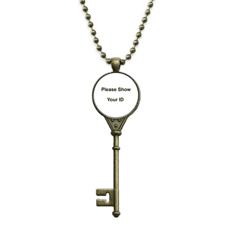 please show your id black symbol key necklace pendant tray embellished chain