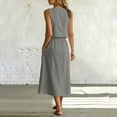 thumbnail image 6 of Moxiu Women's 2 Piece Skirt Sets Sleeveless Cropped Tank Tops and Button Front Skirt Elastic Waist Summer Vacation Outfits 2026 Gray,S, 6 of 8