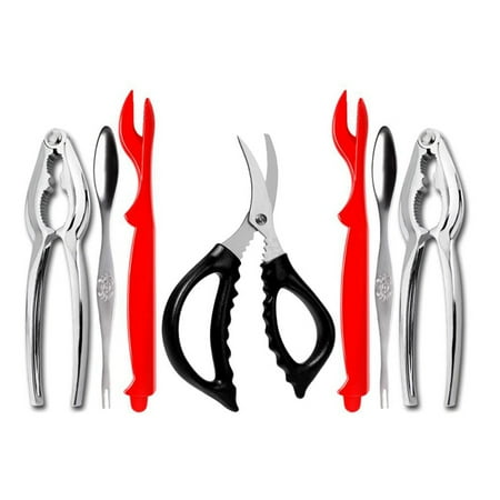

7 Pcs Seafood Set Includes 2 Crackers 2 Lobster Shells 2 Forks/ and 1 Seafood Scissors
