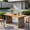 Teak Finish+Brown Wicker, variant on Christopher Knight Home 70" Outdoor Wood Rectangle Dining Table with Slatted Top and Rattan Legs, Brown