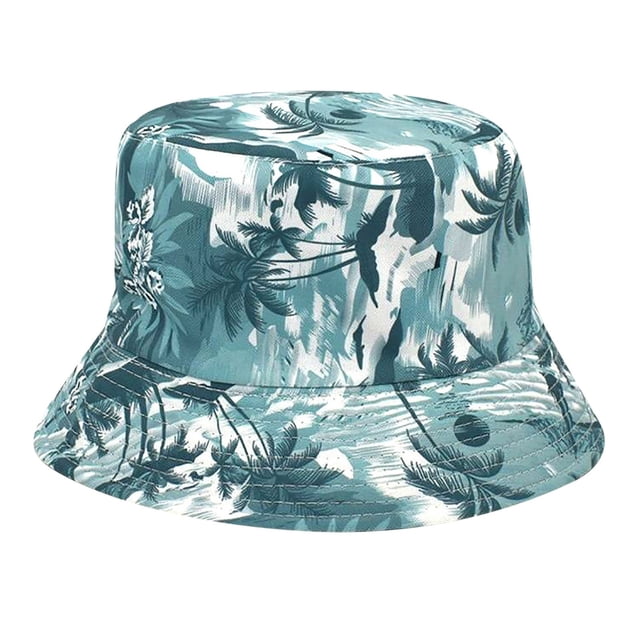Chapeaux Seau Imprimé Arbre de Coco, Chapeau de Pêcheur, Double Usage Extérieur, Protection Solaire
