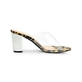 thumbnail image 3 of BLISSFUL STEP Women's Glitter Block Heel Clear Slides Sandals Leopard 5.5, 3 of 7