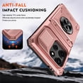 thumbnail image 4 of For Motorola Moto G Play 2025 Phone Case with Finger Ring Holder Kickstand, Card Slots，Heavy Duty Shockproof Rugged Protective Working with Magnetic Car Phone Mount,Rose Gold,For Moto G Play 2025, 4 of 7