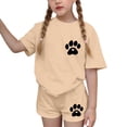 thumbnail image 4 of Cethrio Girls Summer Outfit Sets, Casual Short Sleeve Crew Neck Printed Kids' 2 Piece Sets Beige Size 14-16, 4 of 7