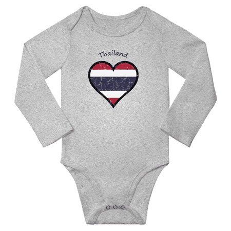 

Thailand Flag Heart Love Baby Long Sleeve Bodysuit (Gray 18 Months)