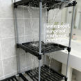thumbnail image 5 of Portable wardrobe: a black multi-functional metal storage rack or wardrobe/closet, featuring 8 shelves and 1 hanging rod, with a freestanding design and easy to assemble., 5 of 14