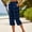 Blue plus size capri pants with pockets a1, variant on Cagogo Women Plus Size Capri Pants Elastic Waist Pockets Plaid Casual Cropped Lounge Pants Summer High Waisted Flowy Trousers for Party Work Beach, Red S