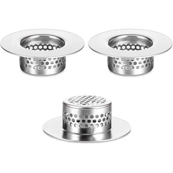 Bathtub Drain Cover Strainer, 1.5" Hole & ≥1" Depth Hair Catcher for Laundry Utility Sink (3-Pack)