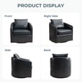 thumbnail image 4 of Bonzy Home 360° Swivel Accent Chair Set of 2 with Throw Pillow, Mid Century Faux Leather Modern Armchair, Swivel Barrel Chair for Living Room Bedroom, Navy, 4 of 10