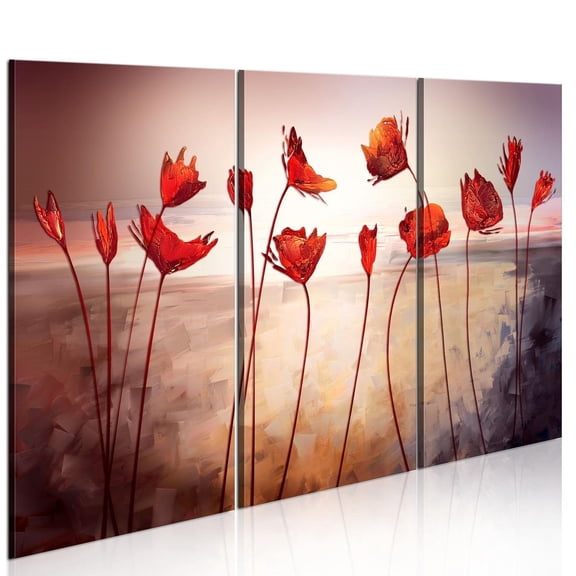 Tiptophomedecor Stretched Canvas Floral Art - Bright Red Poppies - Stretched & Framed Ready To Hang Art
