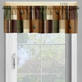 thumbnail image 3 of Ambesonne Wine Themed Valance & Curtain 3 Pcs Set, Rustic Rectangles Boho, 55"x45", Caramel Burgundy Green, 3 of 7