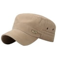 thumbnail image 2 of Unisex Military Style Flat Cap Vintage Baseball Cap Sport Sun Hat Baseball Caps Khaki, 2 of 2