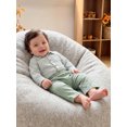 thumbnail image 6 of Loicainy Infant Baby Boys Fall Outfits 3 6 12 18 Months Long Sleeve Lapel Striped Romper Solid Color Pants Clothes Set, 6 of 9